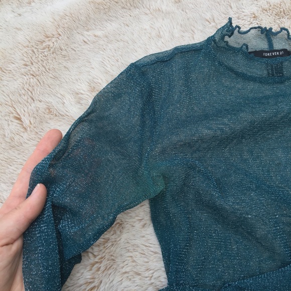 f21 sheer sparkly shirt ☾ - Picture 4 of 4